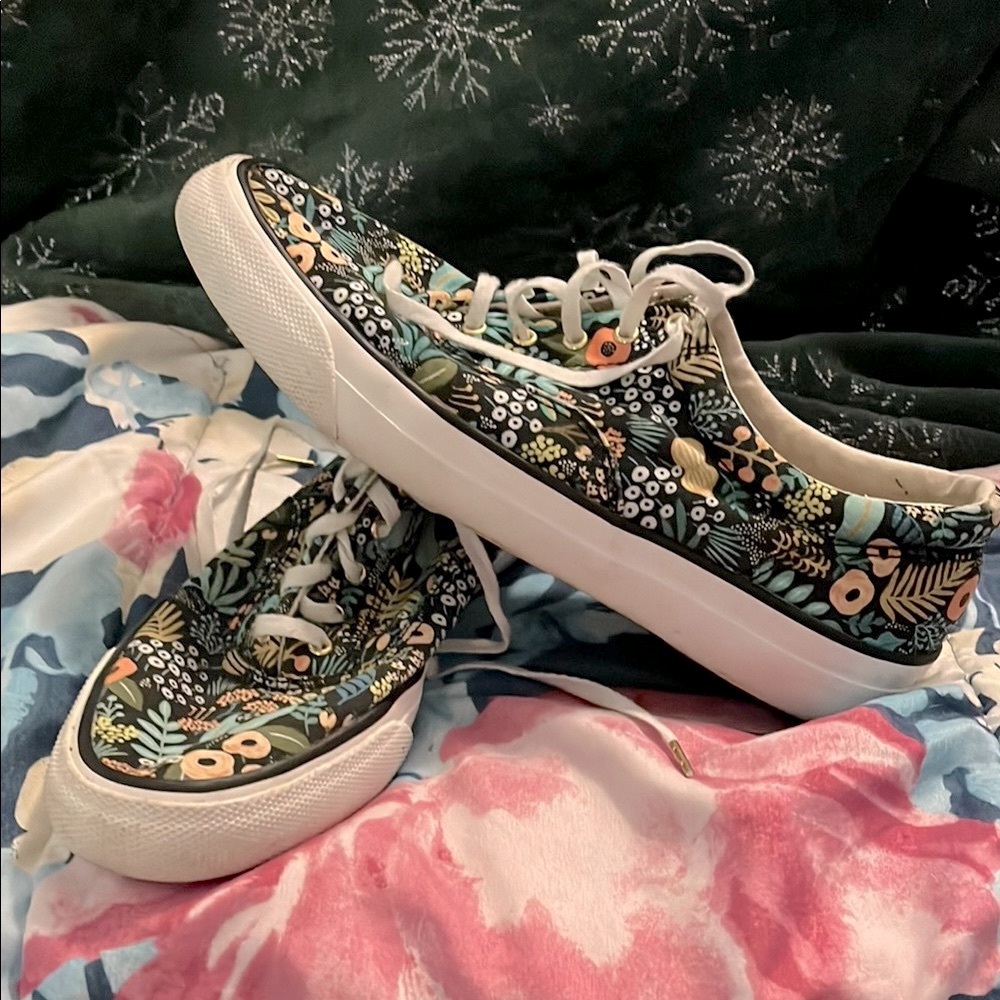 Keds Rifle Paper Co Women's Floral Sneakers - Black and Multicolor size 8.5